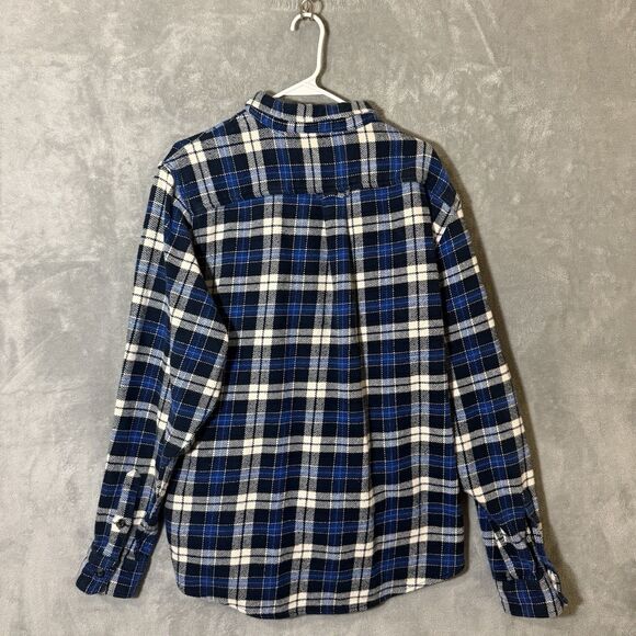 Orvis Heavy Flannel Shirt Shacket Men XL Blue Plaid Button Up Long Sleeve Pocket - Picture 3 of 10